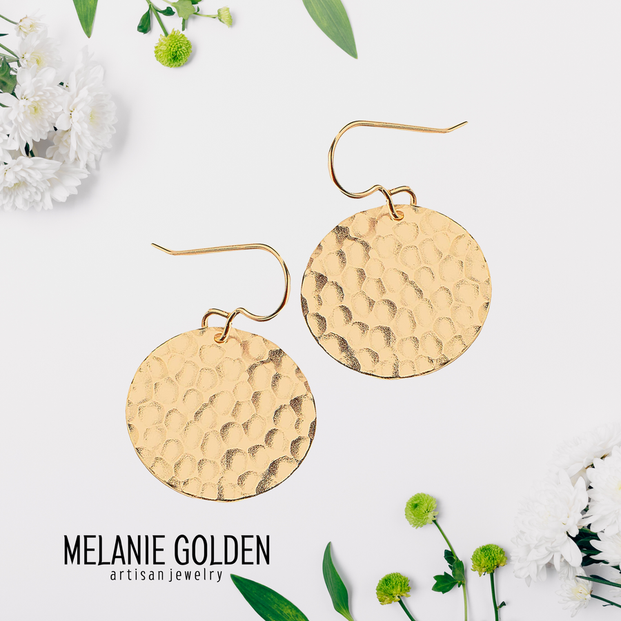 Large gold 2025 disc earrings