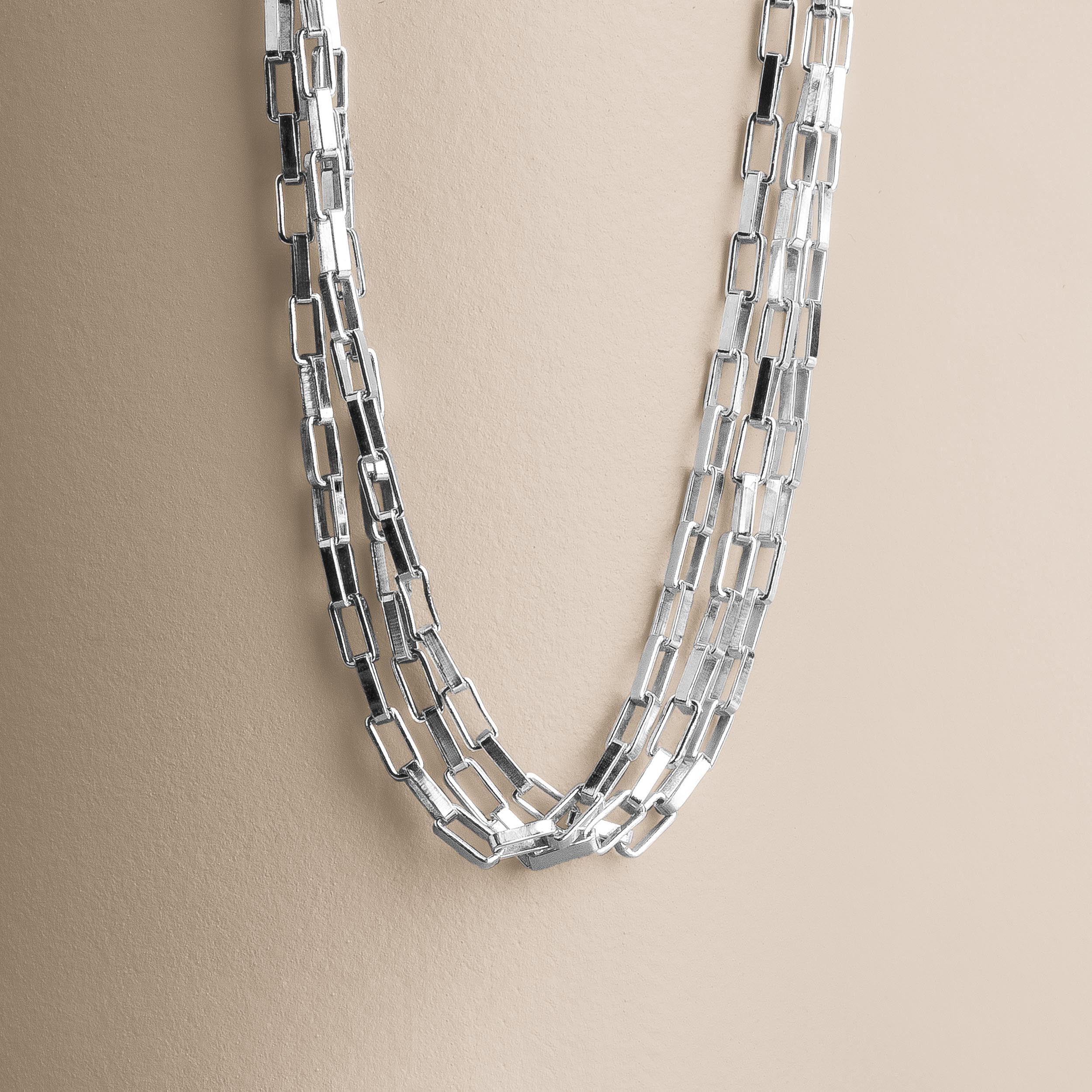 Triple Box Chain Necklace | Dainty & Delicate Modern Sterling Silver Minimalist Necklace | Choker Necklace | Simple Everyday Jewelry