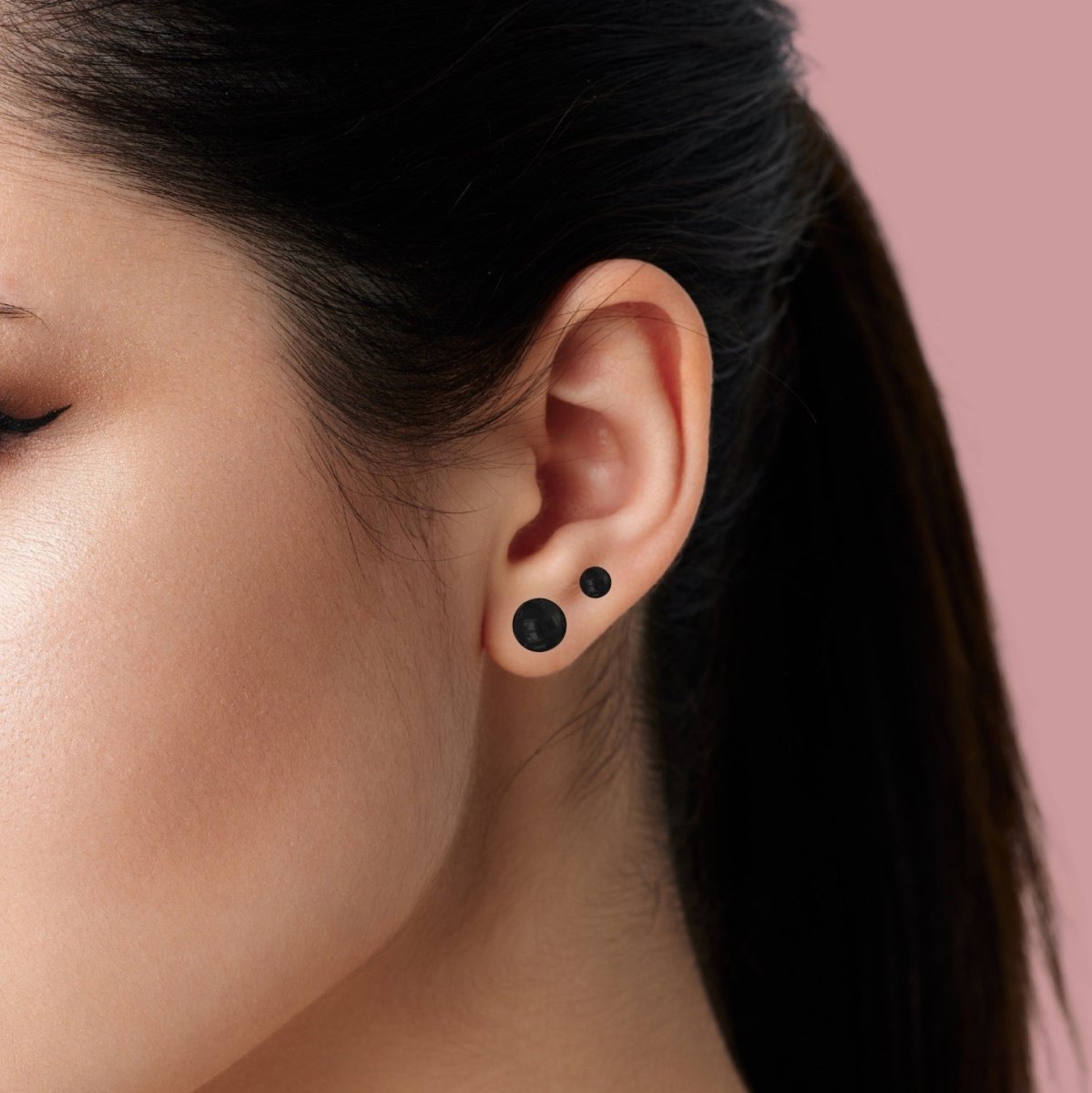 Black Ball Stud Earrings | Tiny Hypoallergenic Surgical Steel Black Round Circle Sphere Post Earrings For Women And Girls (3mm)