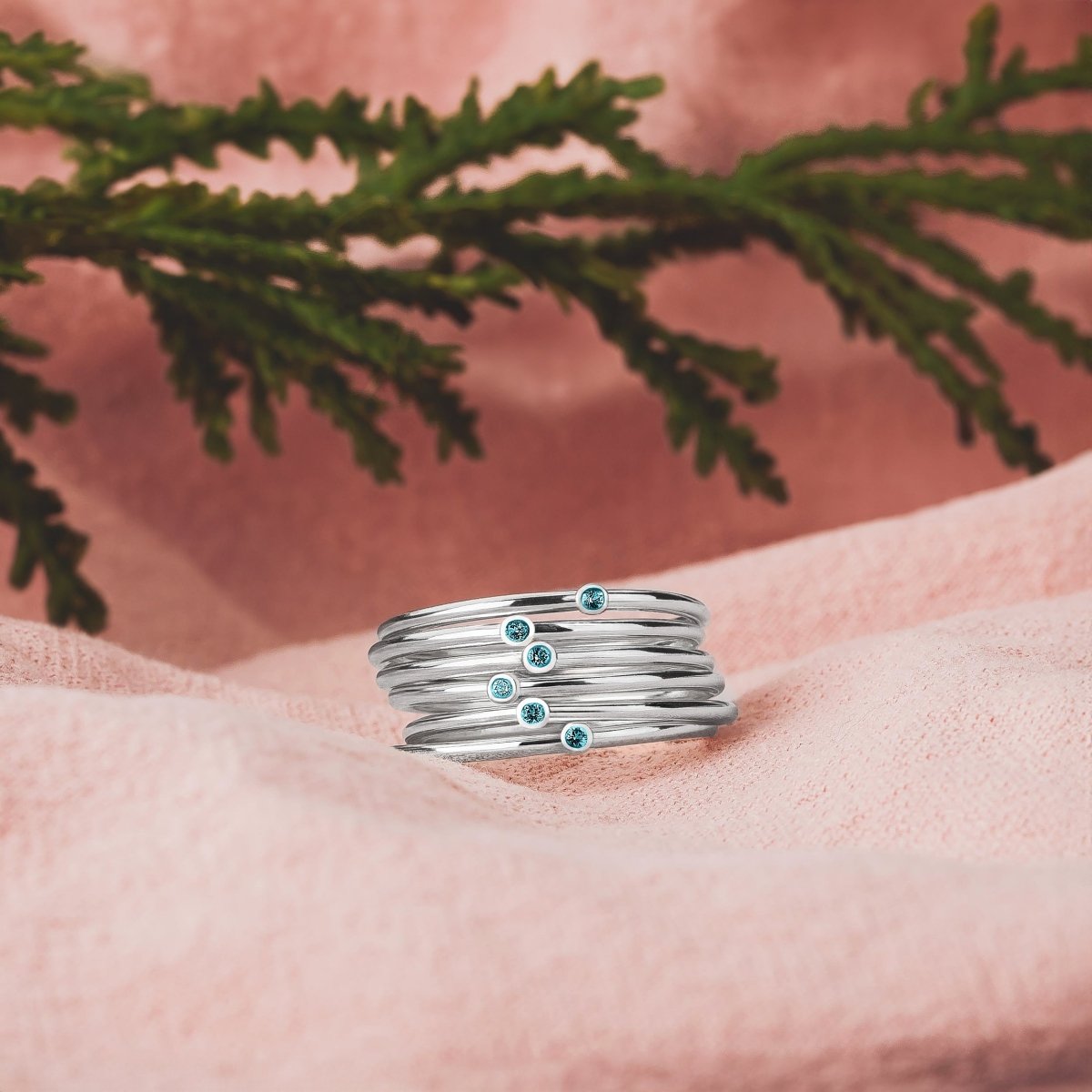Blue Diamond Stacking Rings