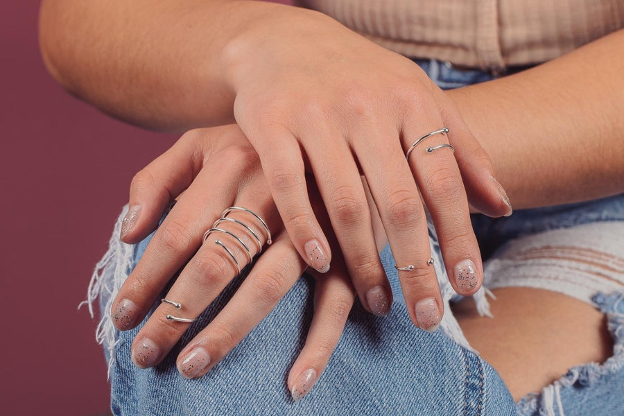 Bull Midi Ring | Adjustable Beaded Bypass Dot Knuckle Cuff Ring in 925 Sterling Silver for Women and Girls