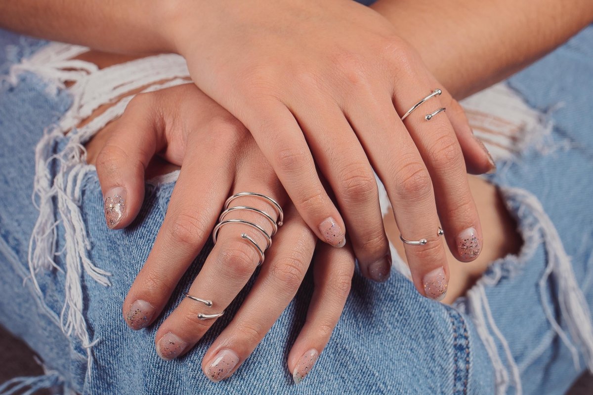 Bull Midi Ring | Adjustable Beaded Bypass Dot Knuckle Cuff Ring in 925 Sterling Silver for Women and Girls