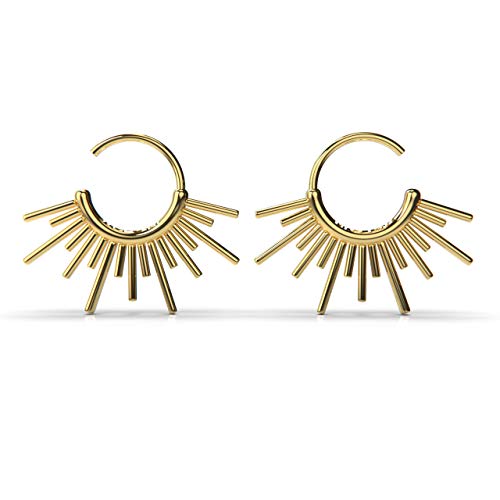 Sun Burst Endless Hoop Threader Earrings in 925 Sterling Silver, 14K Gold, or 14K Rose Gold - Melanie Golden Jewelry Designer Series