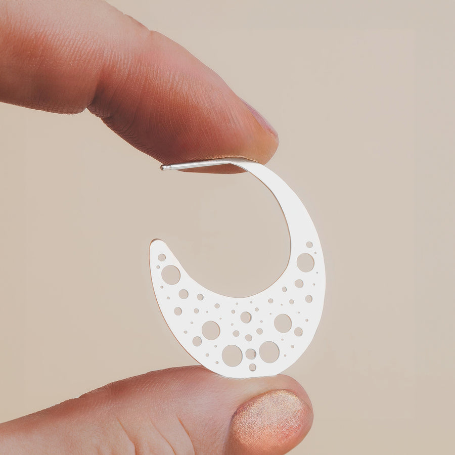 Nebula Hoop Earrings | Sterling Silver Large Big Geometric Cut Out Galaxy Star Night Sky Constellation Earrings | Perfect Gift for Her