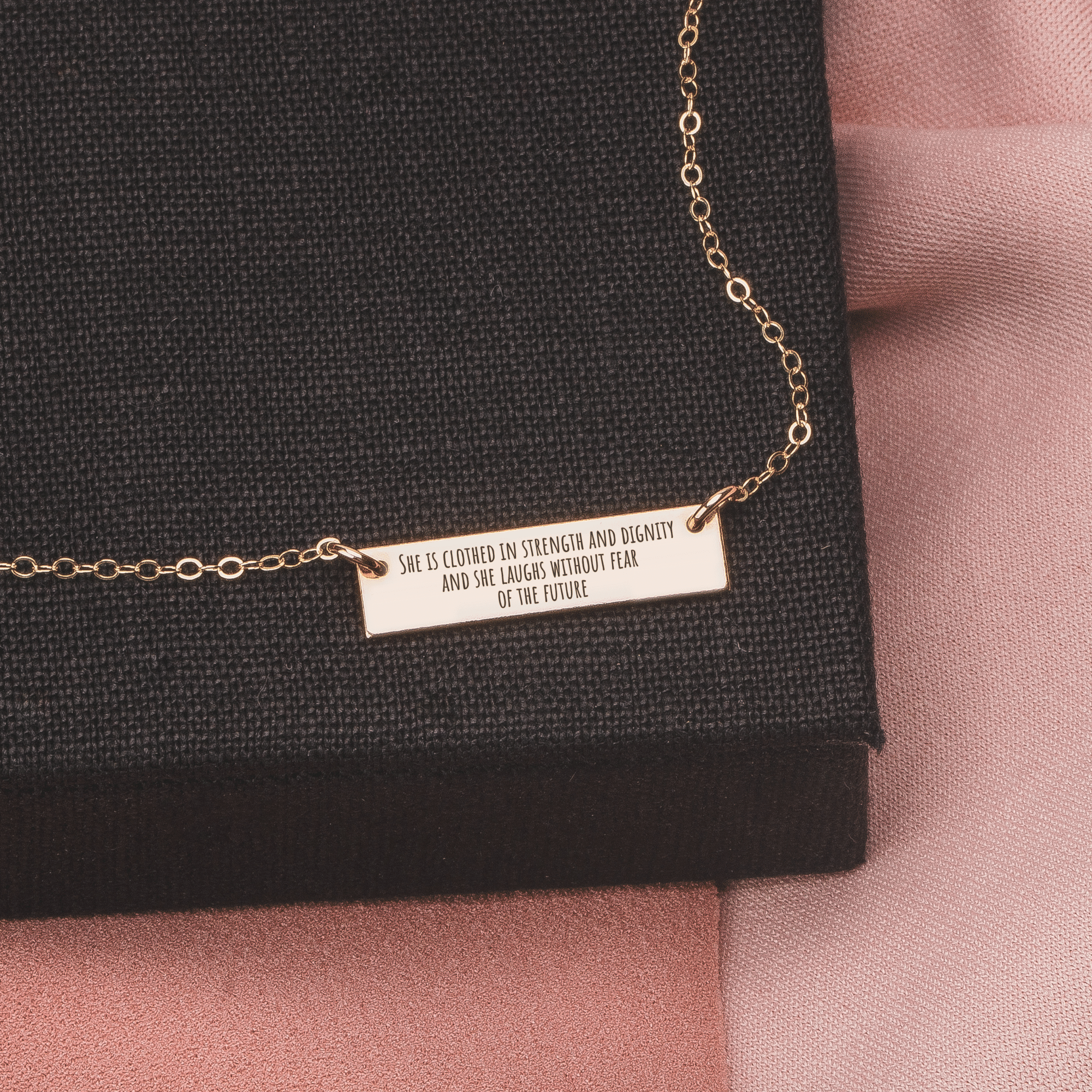 Custom Quote Bar Necklace | Personalized Engraved Skinny Message Bar Necklace in Silver, Gold, or Rose Gold | Customized Gift for Her