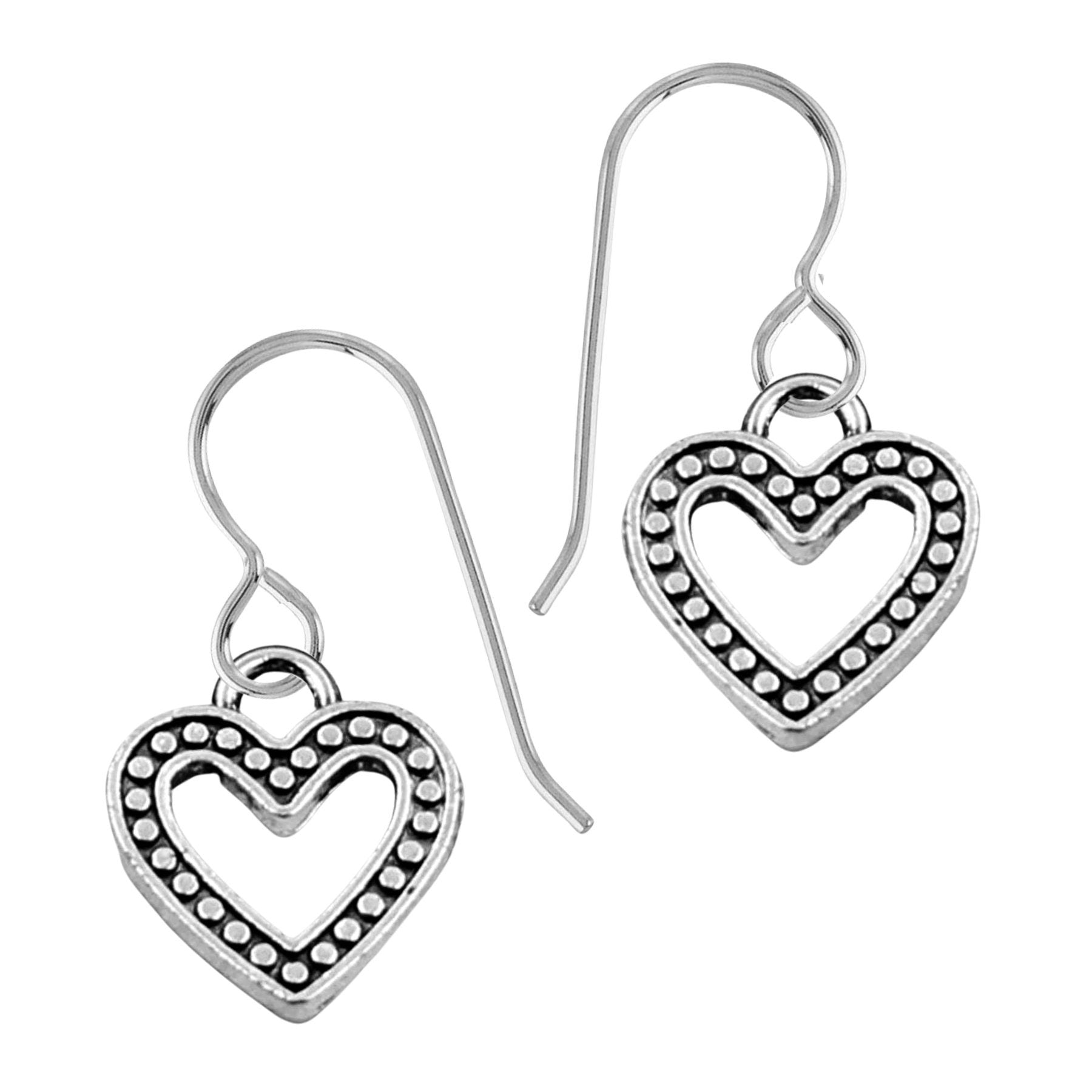 Heart Dangle Drop Earrings for Women and Girls | Valentines Day Jewelry | Multiple Styles Available (Small Beaded Heart Earrings)