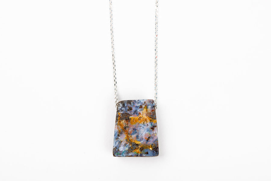 Blue and Orange Boulder Opal Necklace
