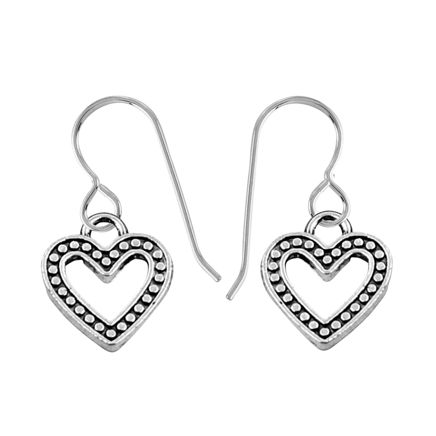 Heart Dangle Drop Earrings for Women and Girls | Valentines Day Jewelry | Multiple Styles Available (Small Beaded Heart Earrings)