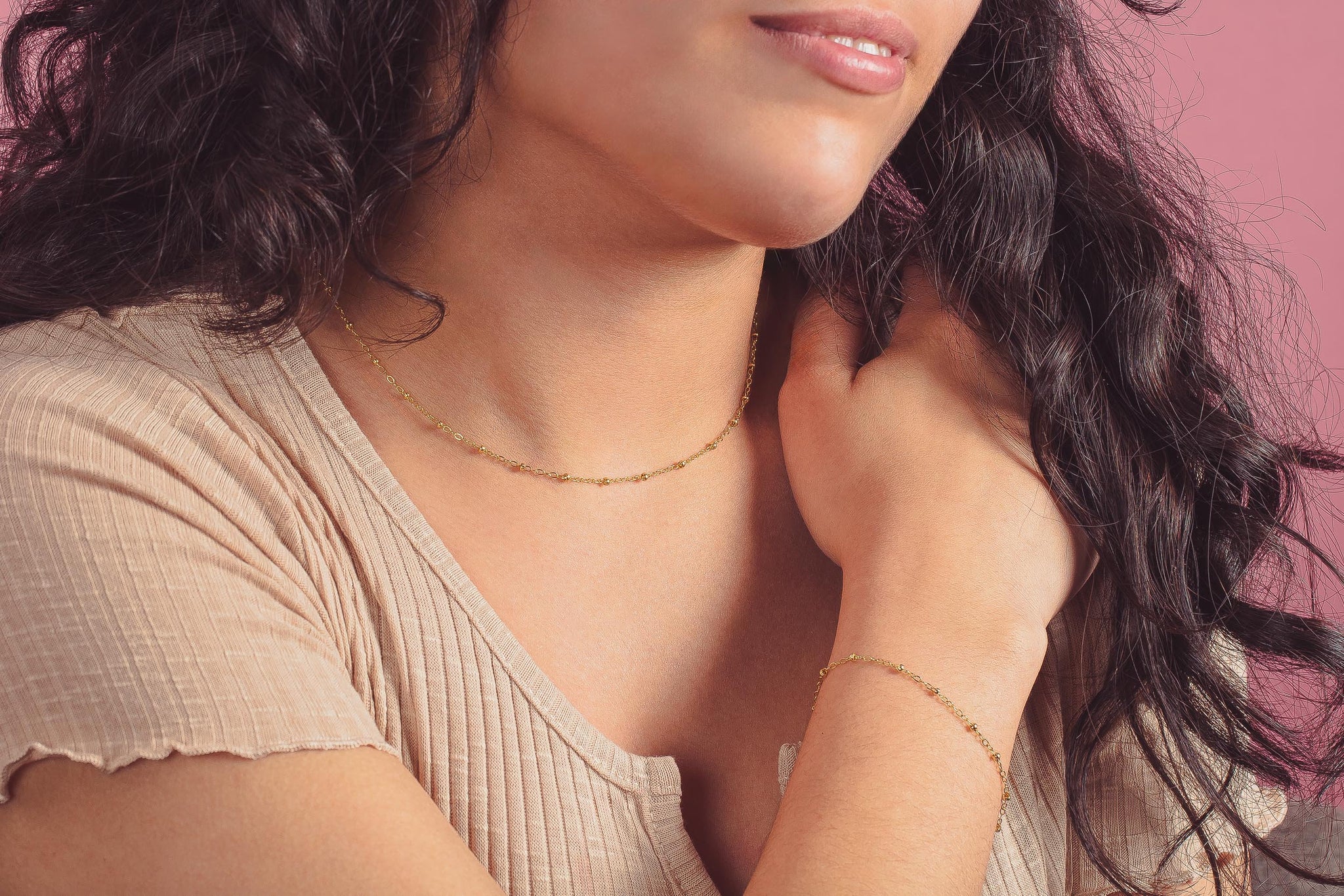 Satellite Chain Necklace | Gold or Silver Saturn Chain | Dainty Gold Choker Layering Necklace | Simple Gold Dot Necklace | Gift For Her