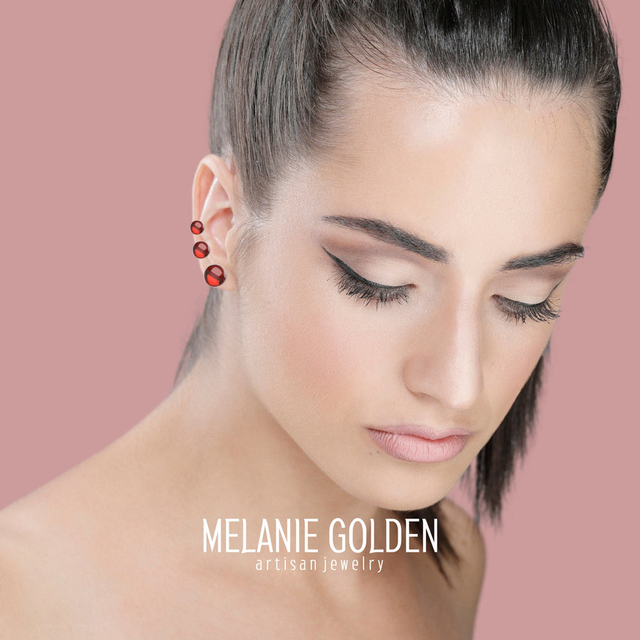 Red Garnet Gemstone Stud Earrings - Melanie Golden Jewelry - christmas, Earrings, Fourth of July, stud, stud earrings