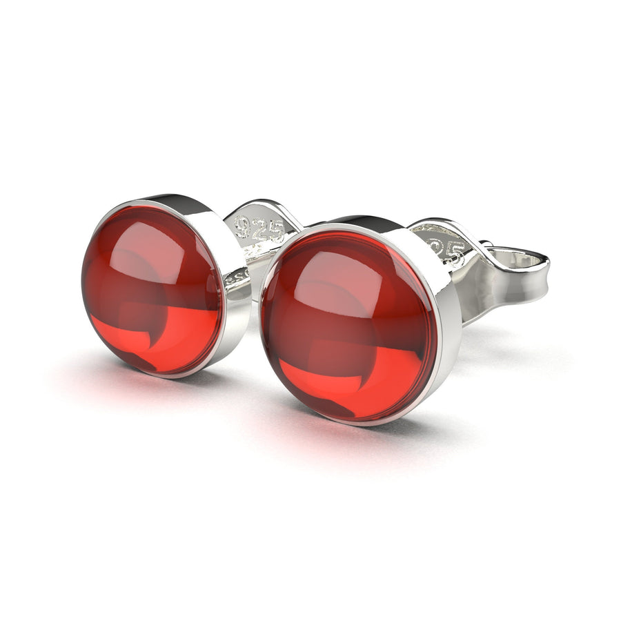 Red Garnet Gemstone Stud Earrings