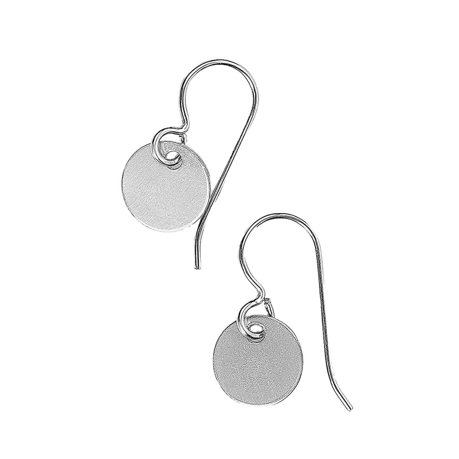Round Circle Disc Dangle Drop Earrings In Sterling Silver, Gold, Or Rose Gold (Sterling Silver)