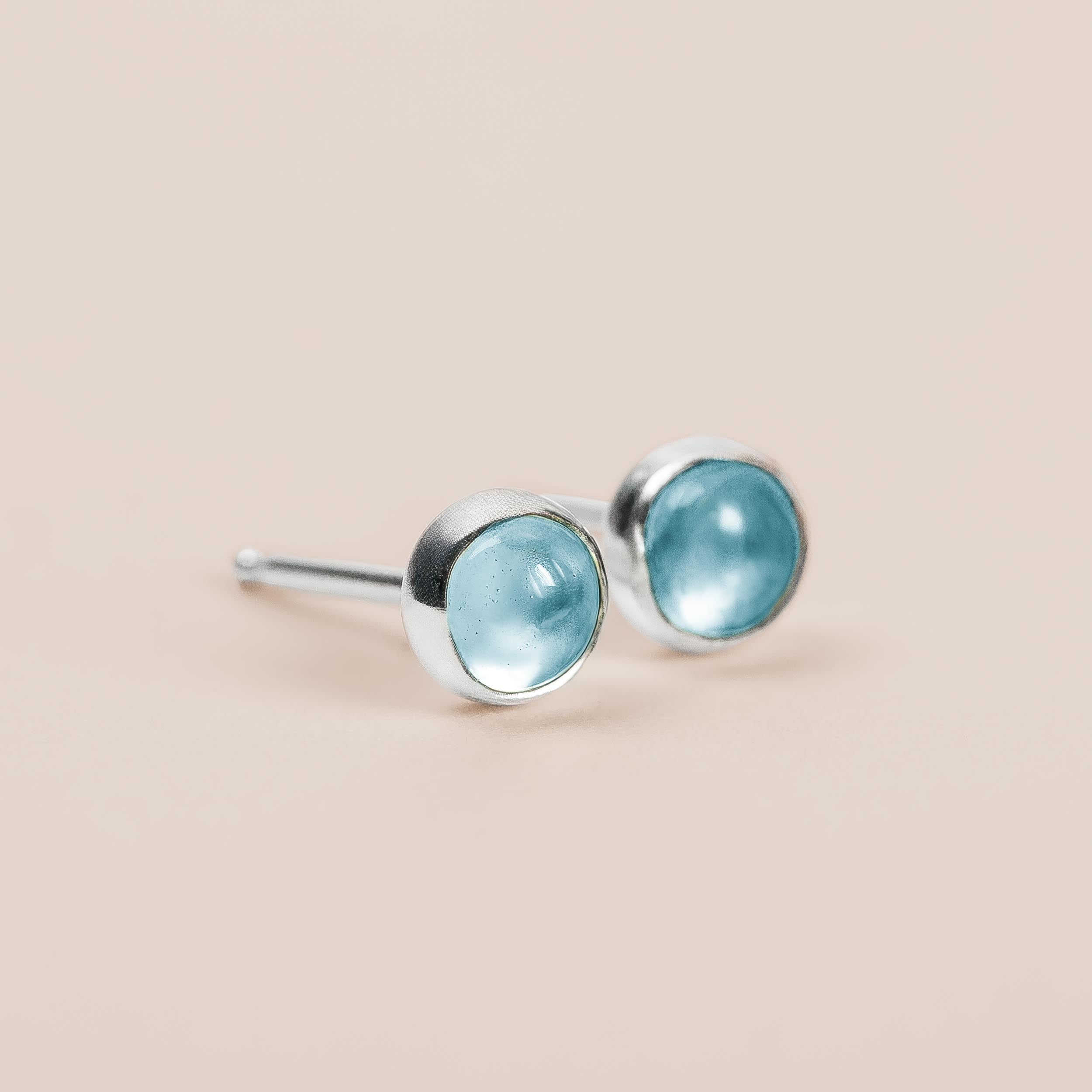 Aqua Blue Topaz Gemstone Stud Earrings - Melanie Golden Jewelry - _badge_bestseller, bestseller, earrings, stud earrings, studs