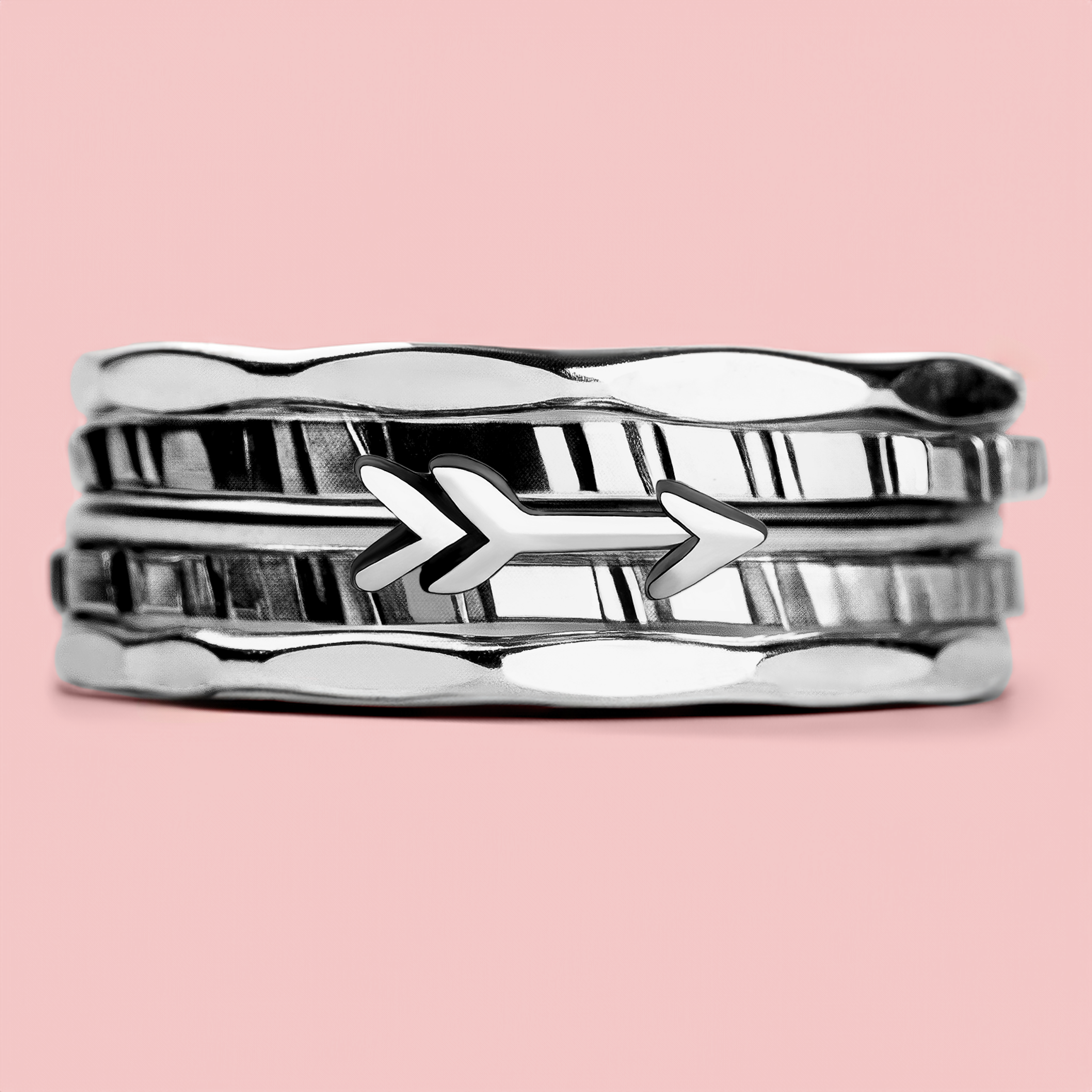 Set of 5 Arrow Stacking Rings | Sterling Silver Bohemian Ring Set with hammered texture | USA Sizes 4-12