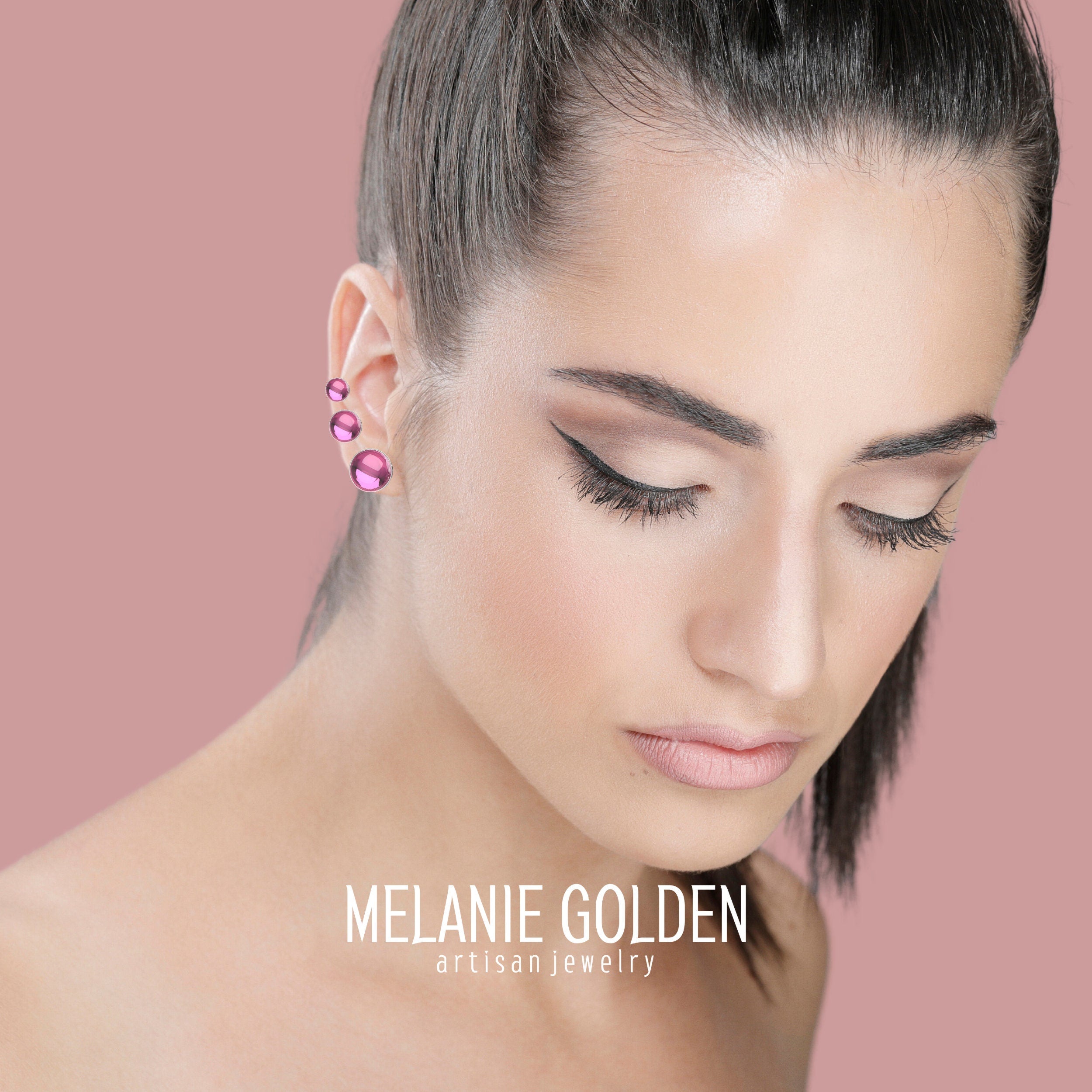 Pink Sapphire Gemstone Stud Earrings - Melanie Golden Jewelry - Earrings, stud, stud earrings