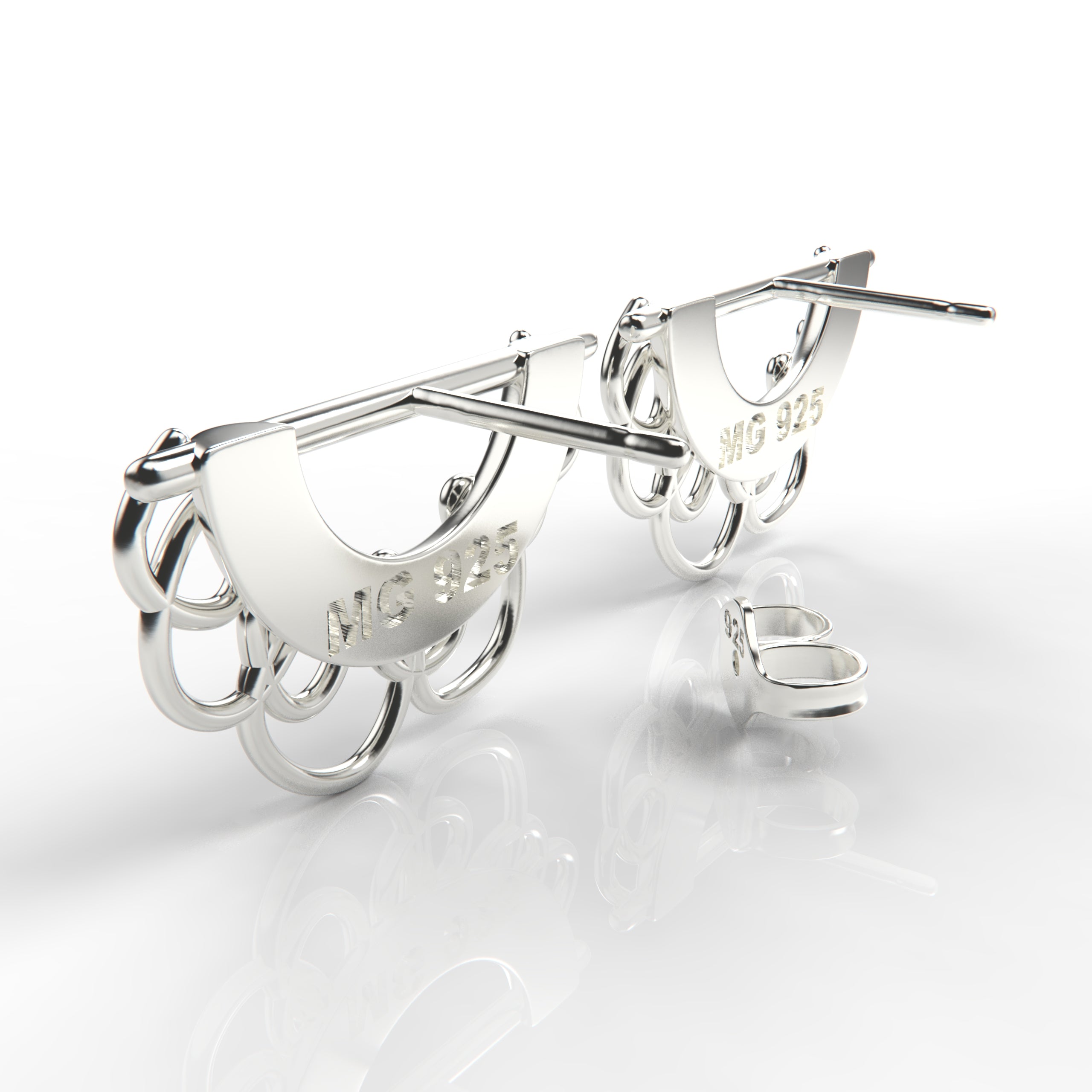 Scribble Half Circle Stud Earrings in Solid 14K Gold, 14K Rose Gold, or Sterling Silver - Melanie Golden Jewelry Designer Series