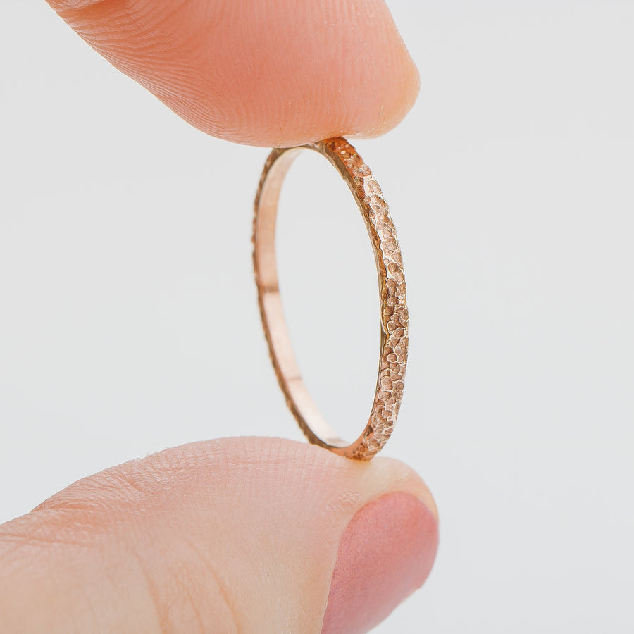 Boulder Stacking Ring | 14K Gold Fill Stacking Brutalist Rough Rocky Stone Rugged Hammered Rings | USA Sizes 2-12