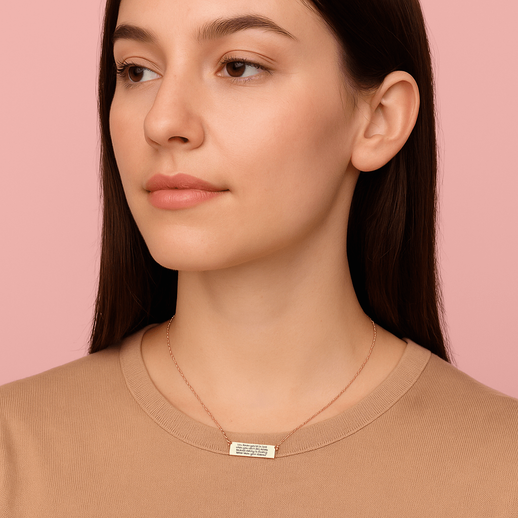 Custom Quote Bar Necklace | Personalized Engraved Skinny Message Bar Necklace in Silver, Gold, or Rose Gold | Customized Gift for Her