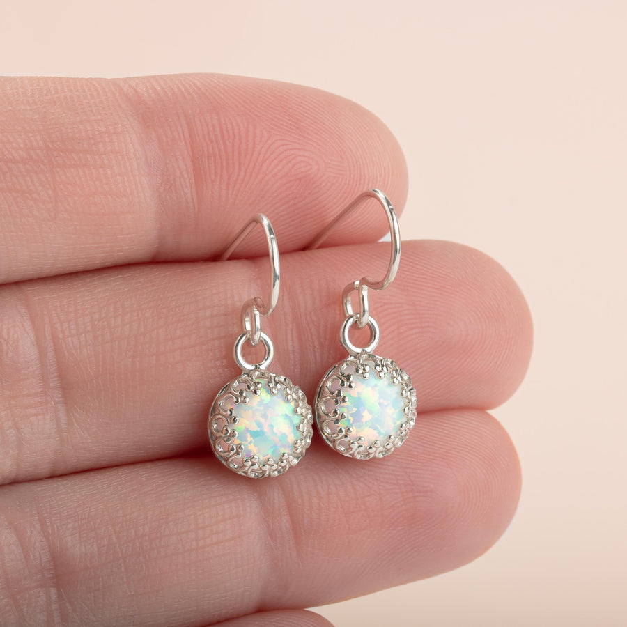 White Opal Gemstone Earrings - Melanie Golden Jewelry - dangle earrings, drop earrings, earrings, opal
