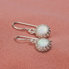 White Opal Gemstone Earrings - Melanie Golden Jewelry - dangle earrings, drop earrings, earrings, opal