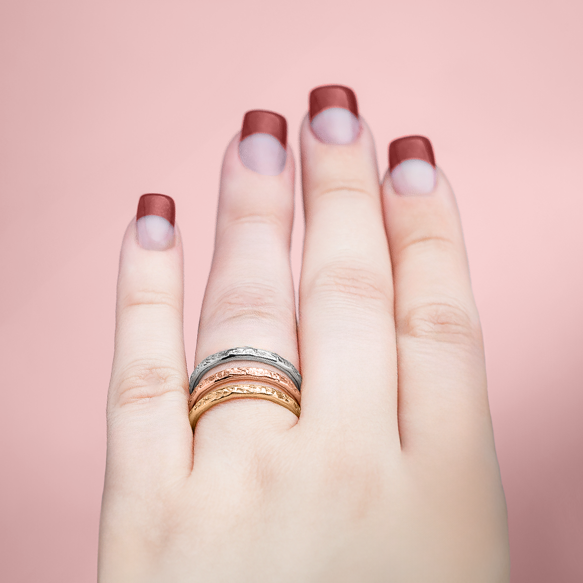 Trio of Raw Silk Stacking Rings