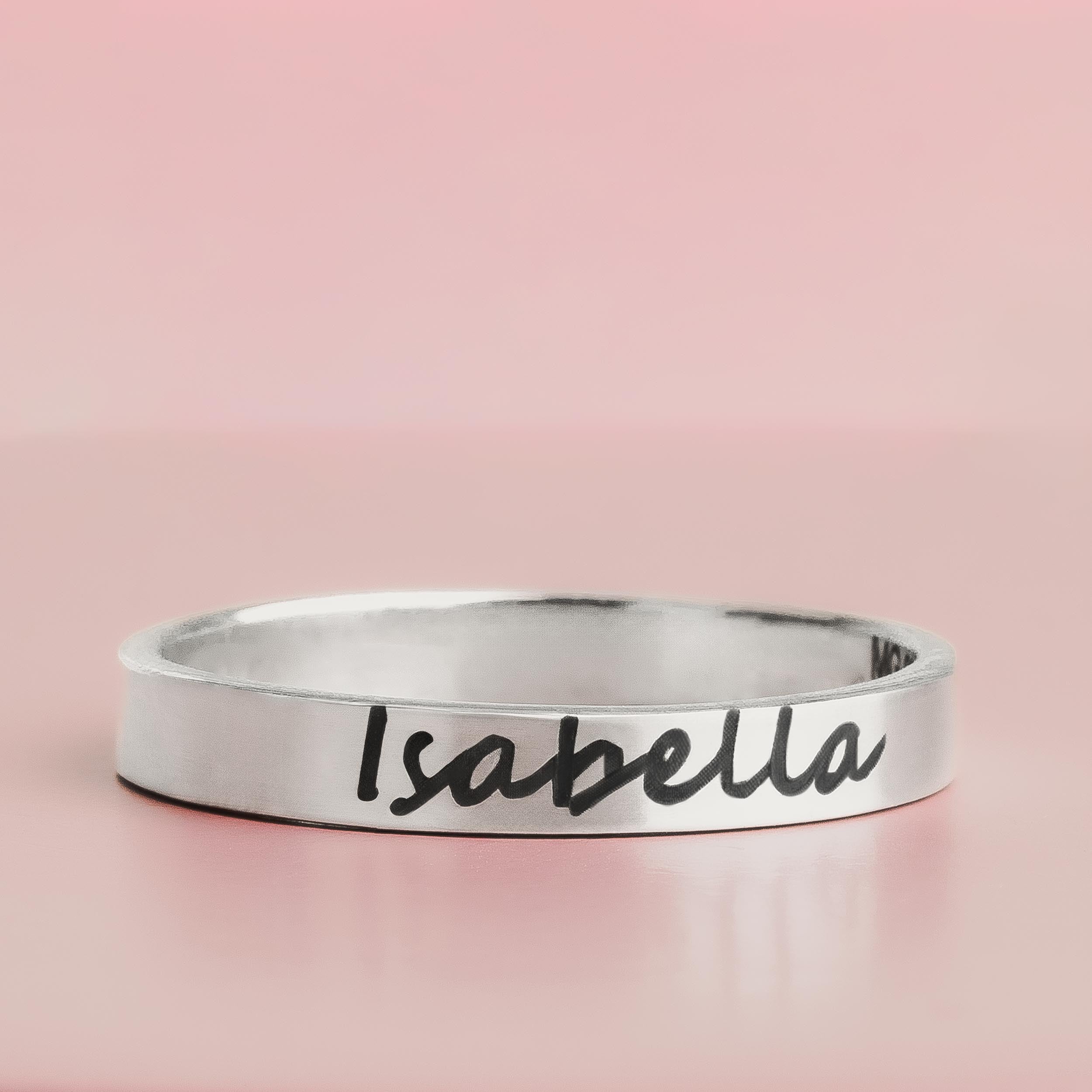 Personalized Name Ring Band | Sterling Silver 3mm Wide Custom Name Ring | Comfort Fit USA Sizes 5-12