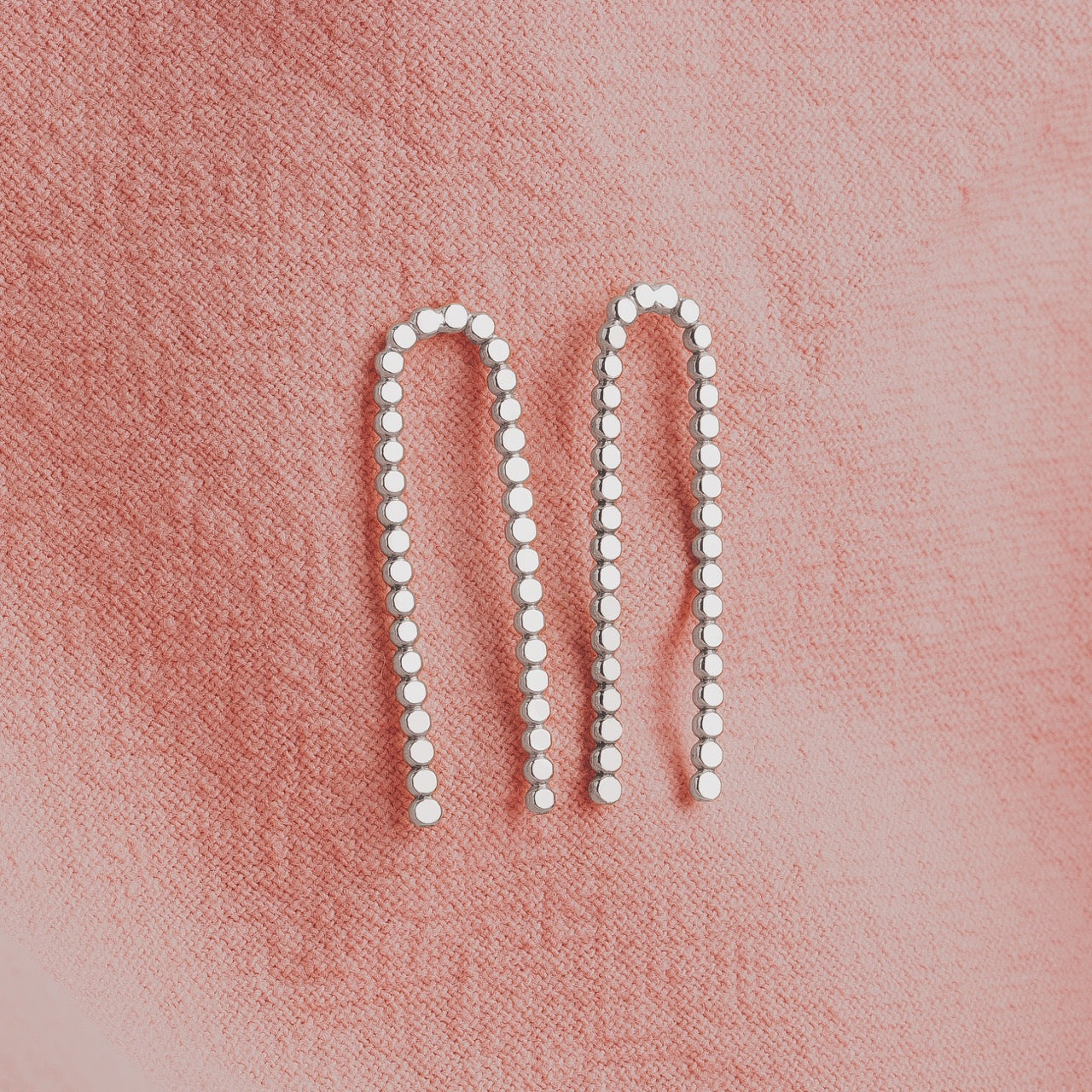 Glimmer Arch Stud Earrings | Gold, Rose Gold, Silver | Big Long Arc Arched Dotted Dot Beaded Bead Posts | Hammered Minimalist Everyday Studs