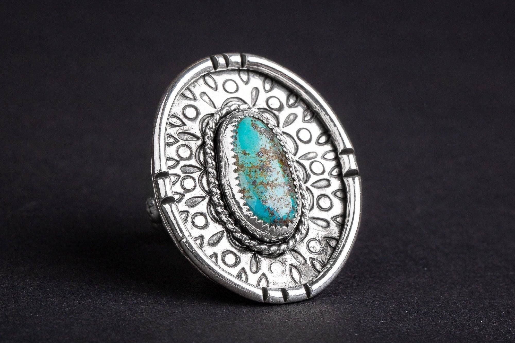 Size 8 Kingman Turquoise Gemstone Ring