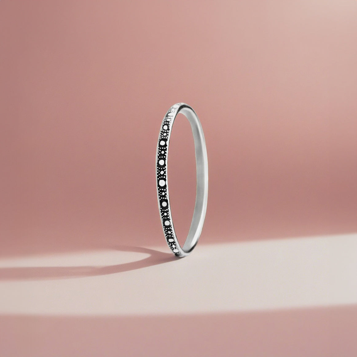 Cosmo Stacking Ring | Sterling Silver Dotted Dot Thin Skinny Dainty Stackable Ring Band | USA Ring Sizes 4-12