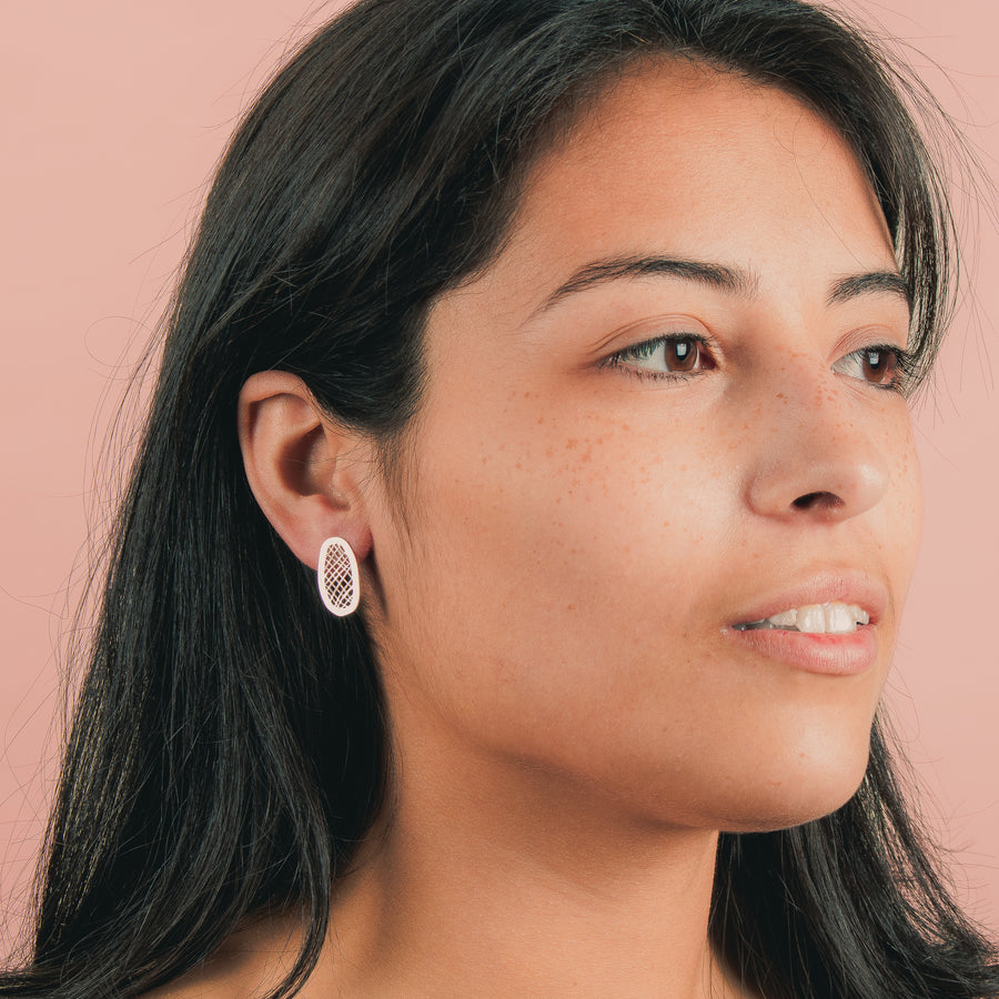 Lattice Stud Earrings - Melanie Golden Jewelry - _badge_NEW, earrings, new, post earrings, stud, stud earrings, studs