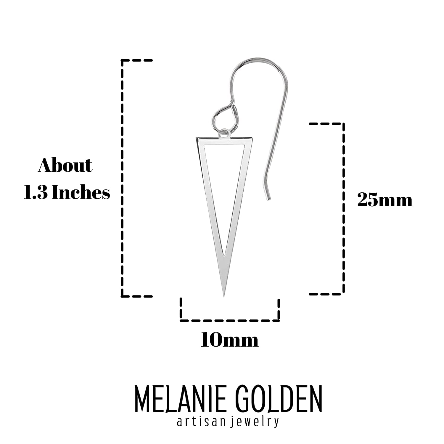 Triangle Dangle Earrings | Large Sterling Silver Geometric Arrow Point Drop Earrings for Women and Girls