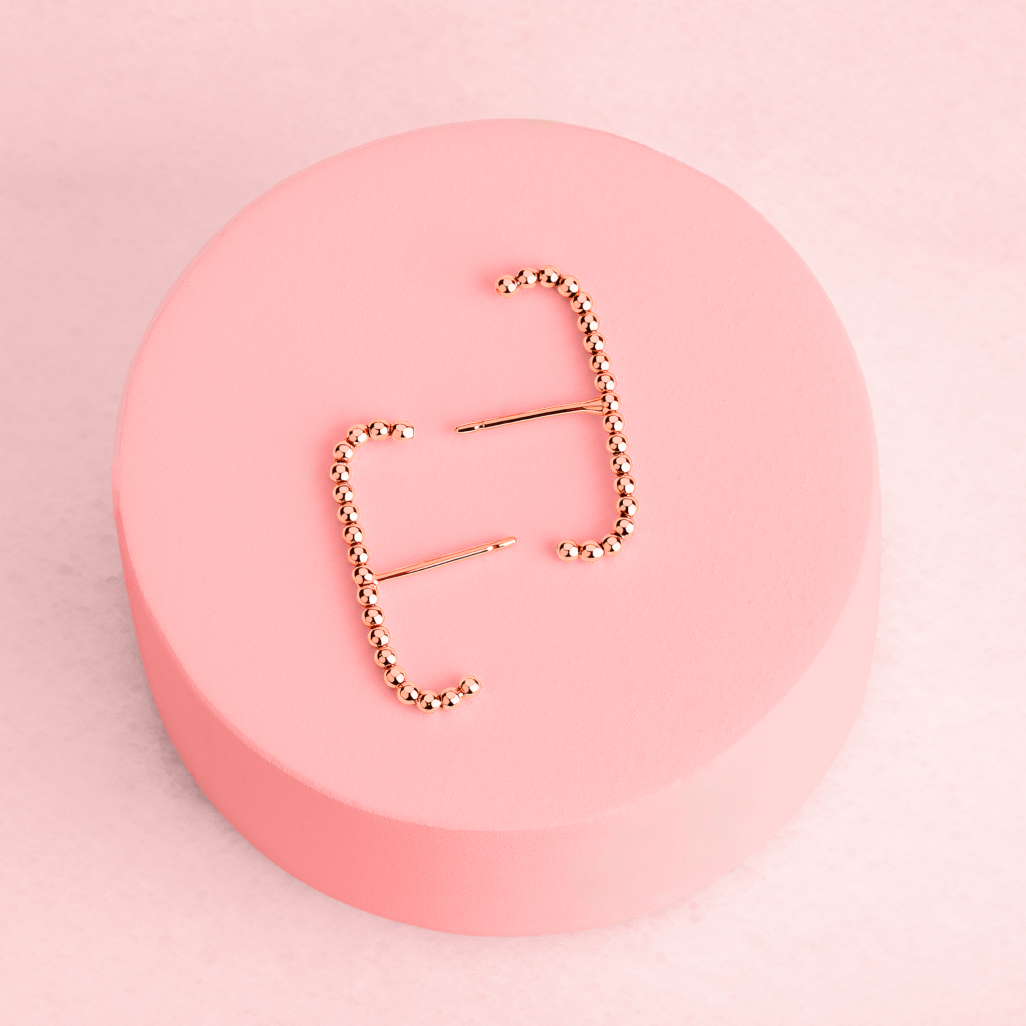 Dot Suspender Earrings | Gold, Rose Gold, Silver | Beaded Bead Dotted Suspension Post Stud Earrings | Minimalist Everyday Huggie Cuff Studs