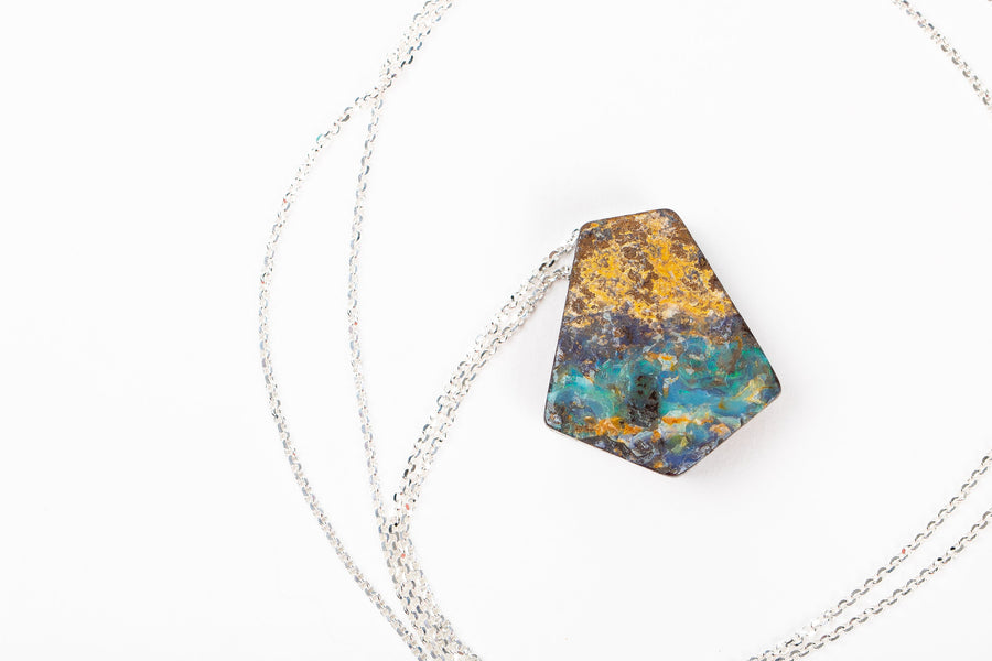 Blue and Yellow Boulder Opal Necklace