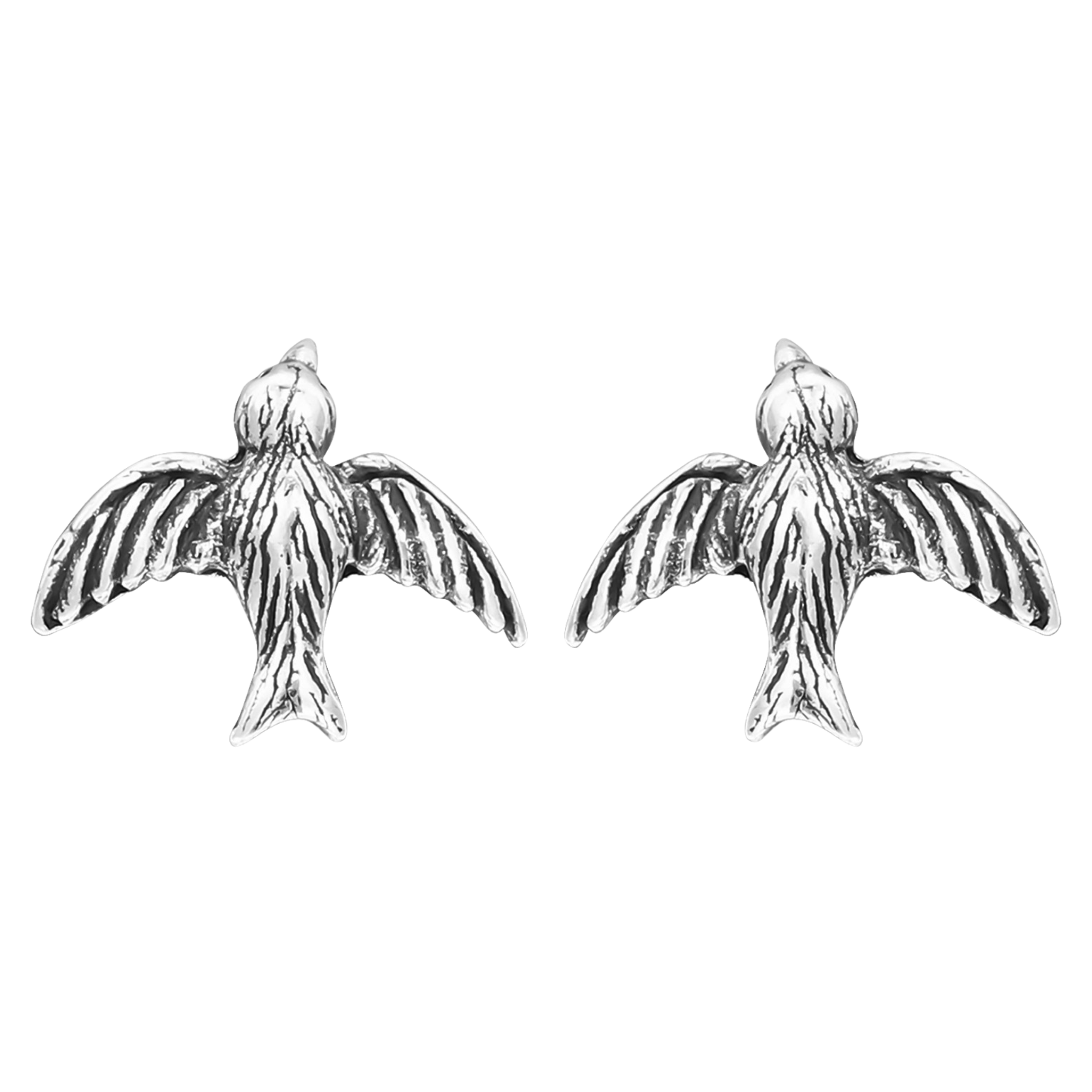 Sparrow Stud Earrings | Tiny Sterling Silver Flying Bird Post Earrings For Women And Girls | Minimalist Boho Bohemian Jewelry