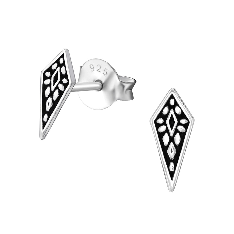 Beaded Diamond Stud Earrings | Tiny Sterling Silver Dotted Geometric Shape Post Earrings | Minimalist Boho Bohemian Jewelry For Women