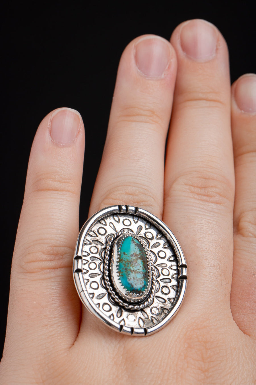 Size 8 Kingman Turquoise Gemstone Ring
