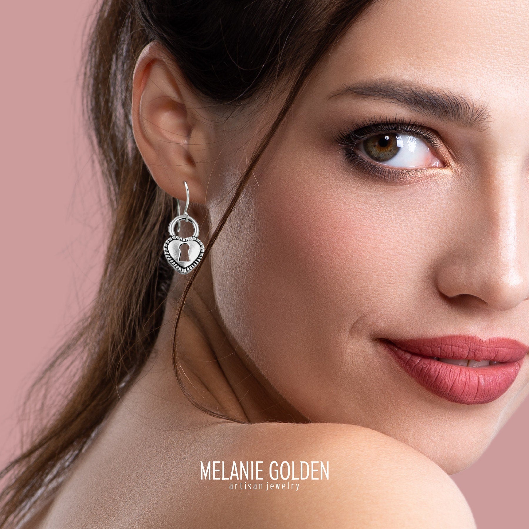 Heart Dangle Drop Earrings For Women And Girls | Valentines & Love Jewelry | Multiple Styles Available (Key Hole Locket Heart Earrings)