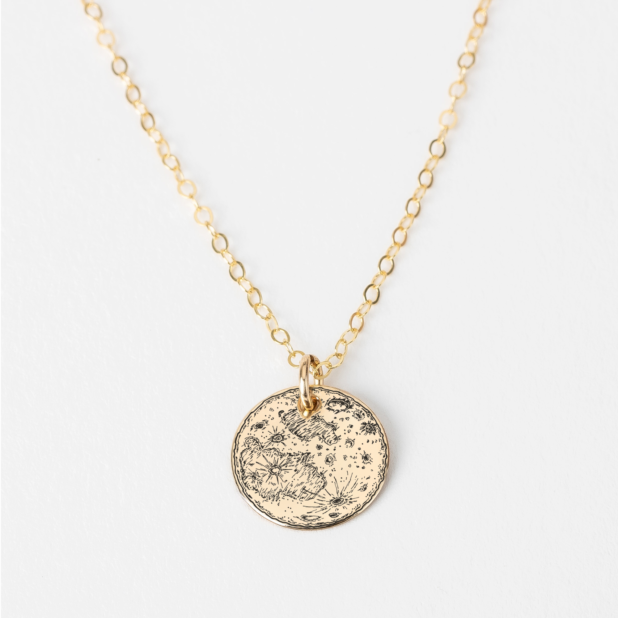 Full Moon Disc Necklace - Melanie Golden Jewelry - _badge_bestseller, _badge_new, bestseller, celestial, charm necklaces, disc necklaces, mystic, necklaces, new, pendant necklaces