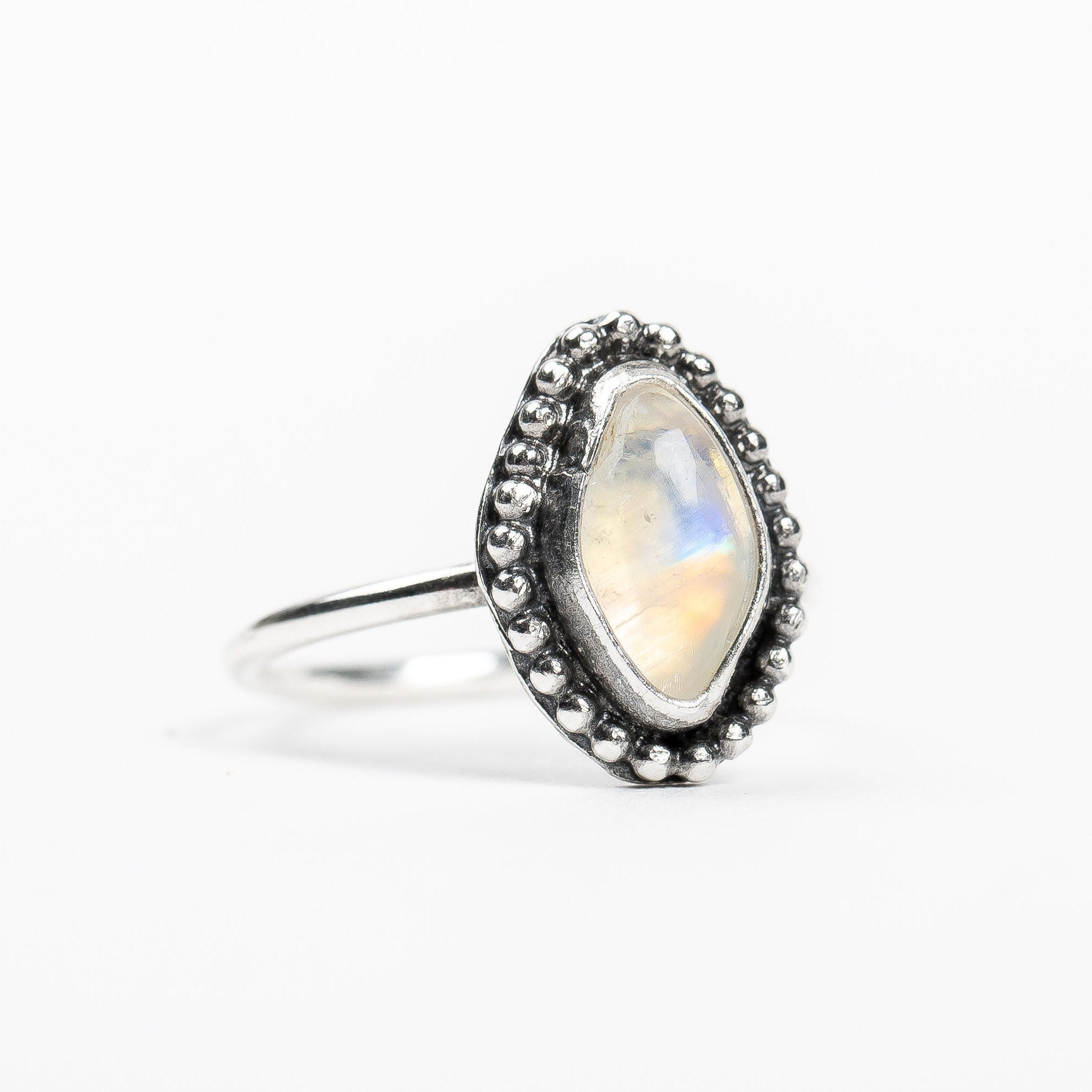 Size 3 Midi Ring | Rainbow Moonstone - Melanie Golden Jewelry - gemstone ring, midi ring, moonstone, ring