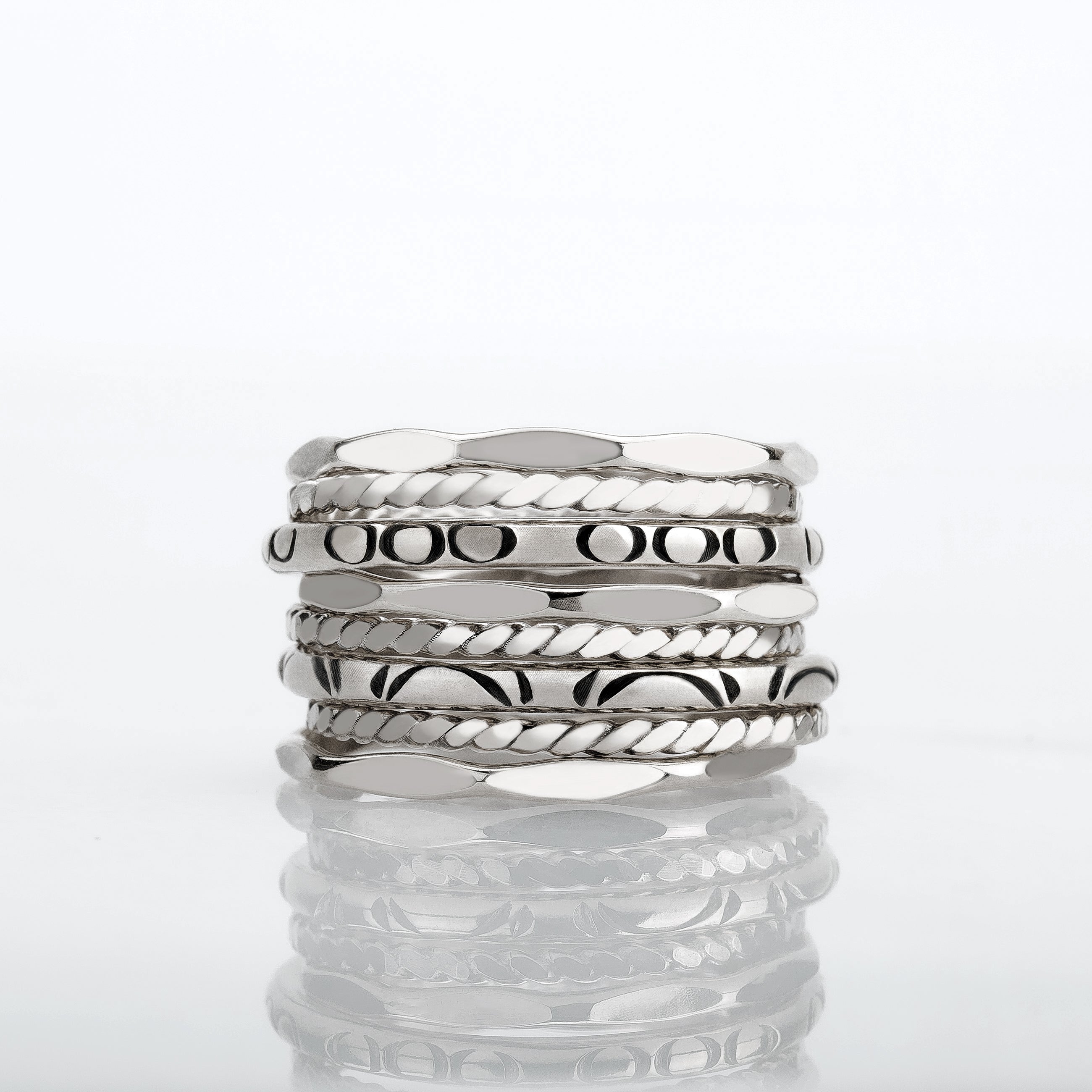 Helix Ring | Sterling Silver Hammered Twisted Rope Stacking Ring | Skinny Twist Ring Band | Comfort Fit USA Sizes 2-12