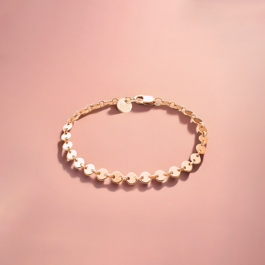 Sequin Chain Bracelet | Dainty Delicate Sterling Silver Minimalist Circle Disc Bracelet | Perfect for Layering | Simple Everyday Jewelry