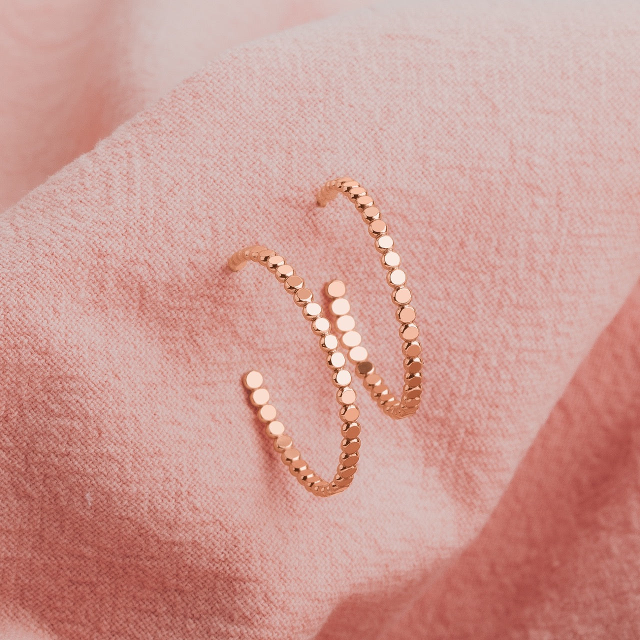 Medium Glimmer Hoop Earrings | Gold, Rose Gold, Silver | Mini Dotted Dot Beaded Bead Huggie Hoops | Hammered Minimalist Everyday Studs