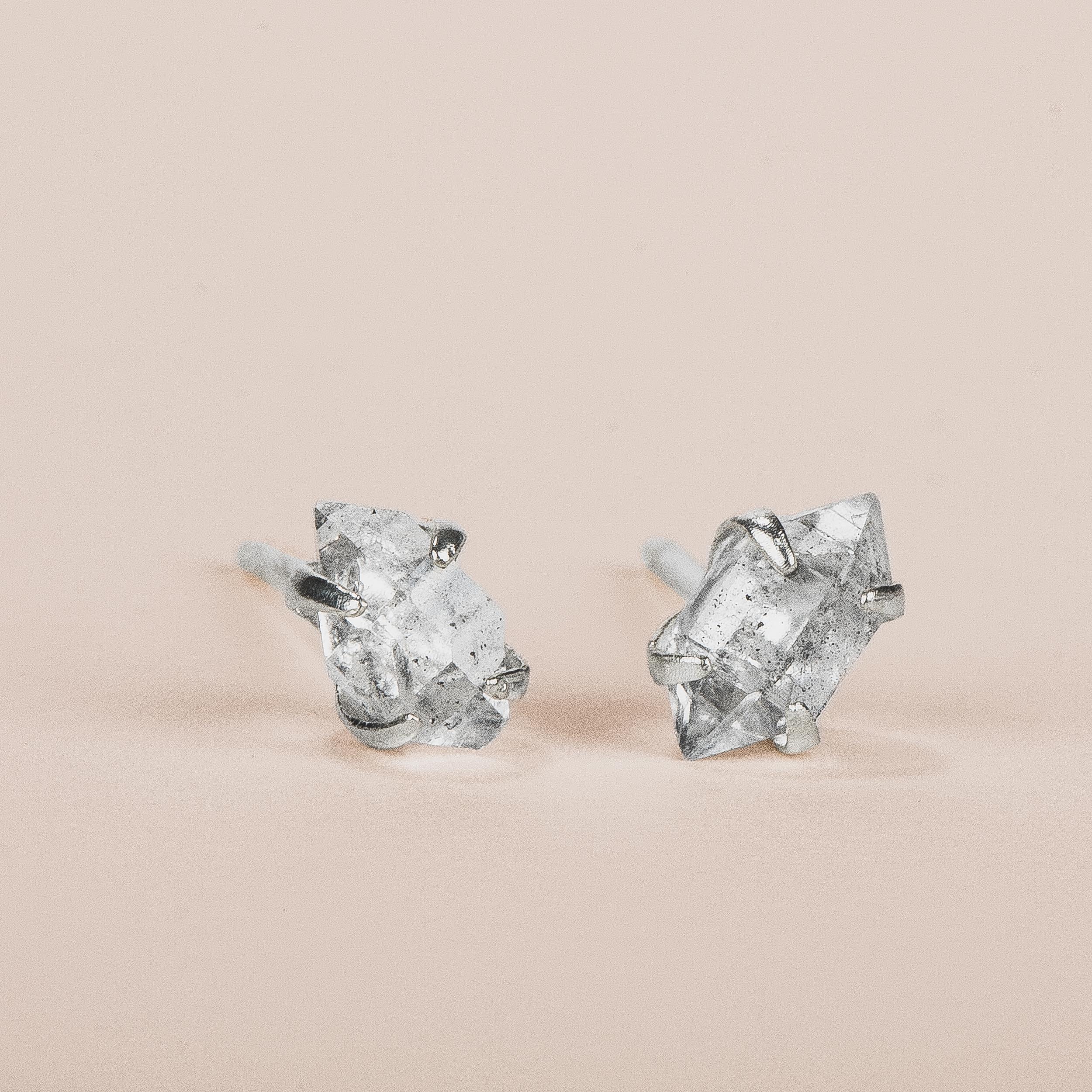 Tiny Raw Herkimer Diamond Stud Earrings - Melanie Golden Jewelry - _badge_BESTSELLER, bestseller, christmas, Earrings, for the bride, love, stud, stud earrings, wedding