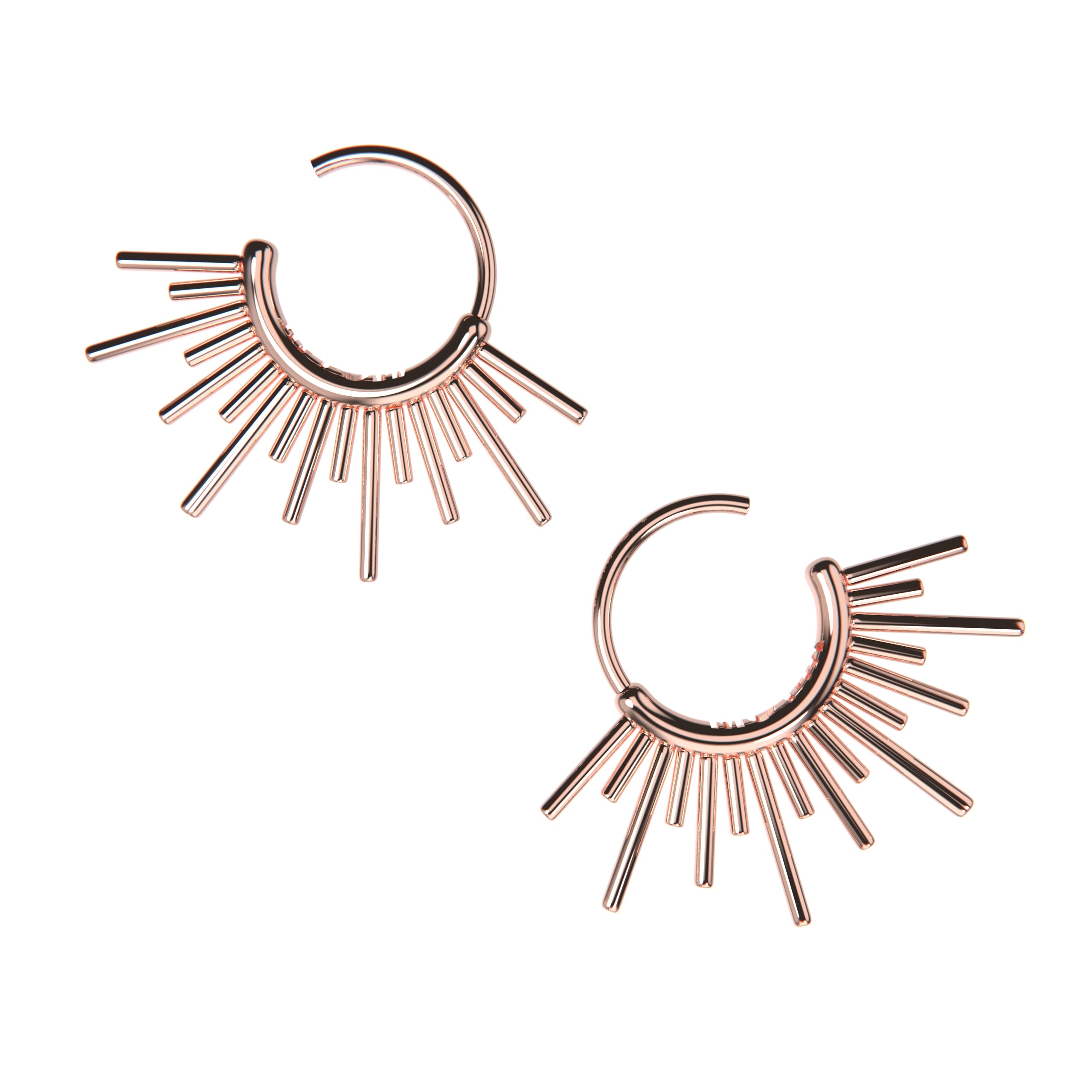 Sun Burst Endless Hoop Threader Earrings in 925 Sterling Silver, 14K Gold, or 14K Rose Gold - Melanie Golden Jewelry Designer Series