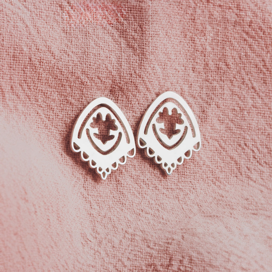 Flora Stud Earrings | Sterling Silver Flower Lace Post Earrings | Small Feminine Dainty & Elegant | Minimalist Bohemian Boho Chic Look