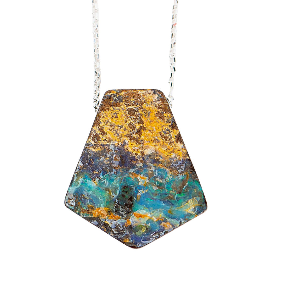 Blue and Yellow Boulder Opal Necklace