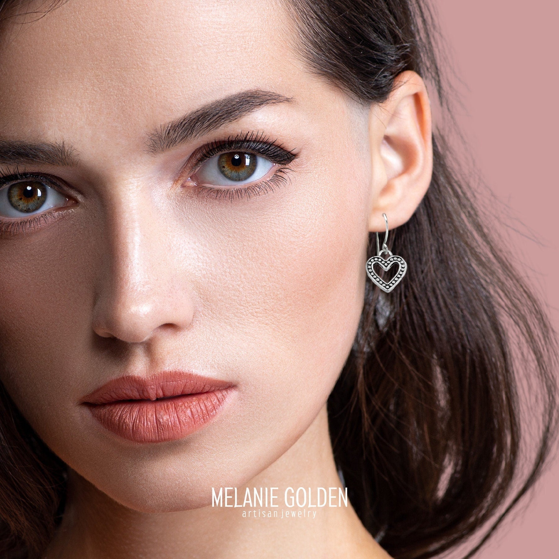 Heart Dangle Drop Earrings for Women and Girls | Valentines Day Jewelry | Multiple Styles Available (Small Beaded Heart Earrings)