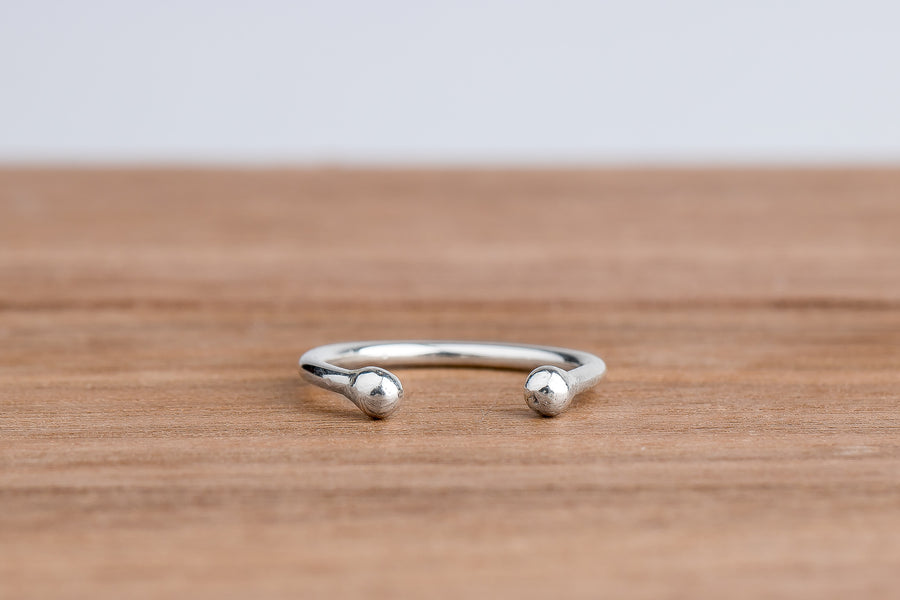 Bull Midi Ring | Adjustable Beaded Bypass Dot Knuckle Cuff Ring in 925 Sterling Silver for Women and Girls