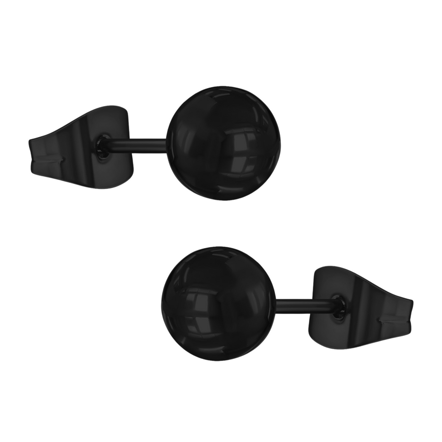 Black Ball Stud Earrings | Tiny Hypoallergenic Surgical Steel Black Round Circle Sphere Post Earrings For Women And Girls (3mm)