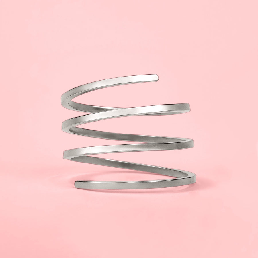 Square Spiral Bypass Ring | Silver, Gold, Rose Gold | Adjustable Minimalist Double Twist Coil Wrap Around Ring Thumb Ring | Simple Everyday